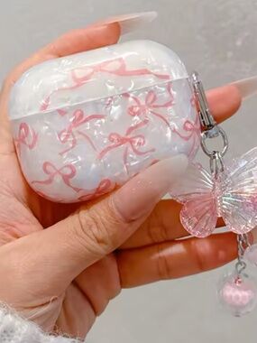 Airpods 4 Case Cute Glitter Bow knot Shell pattern Crystal Soft Clear